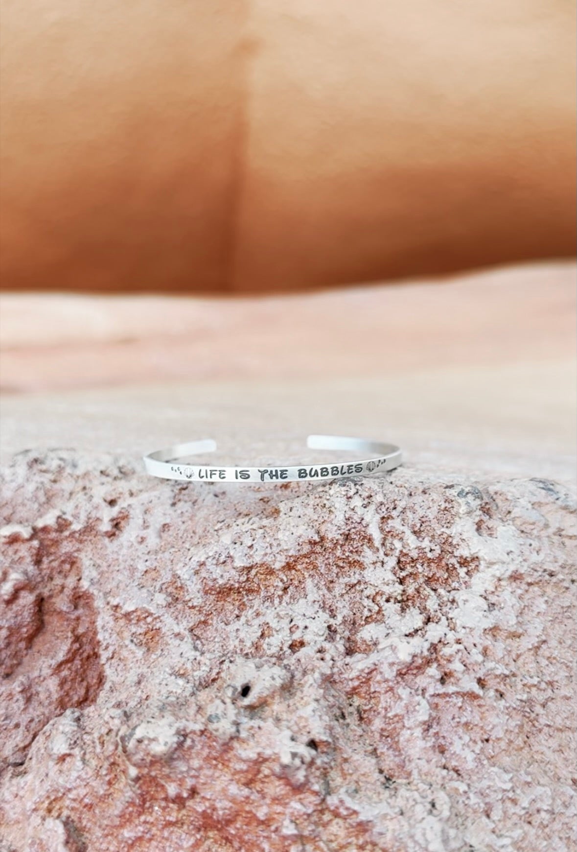 "life is the bubbles" Sterling Silver cuff bracelet