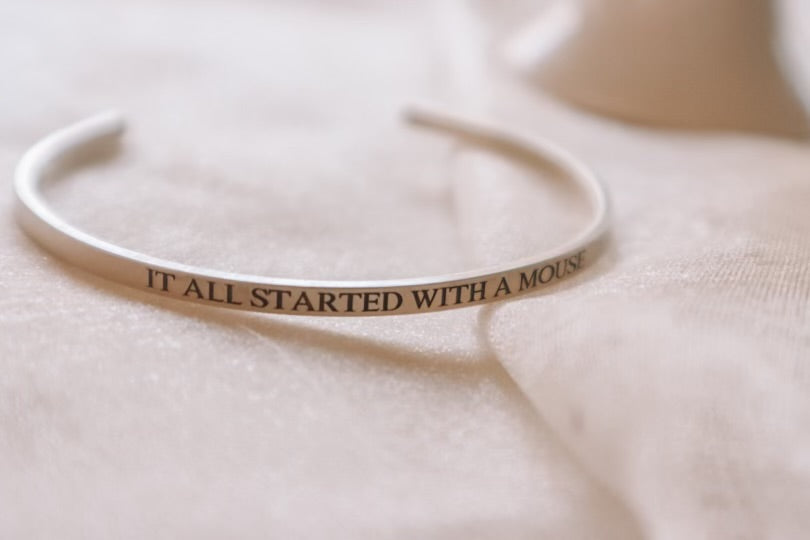 "it all started with a mouse" Sterling Silver cuff bracelet