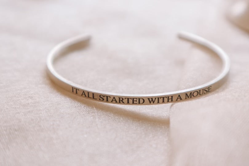 "it all started with a mouse" Sterling Silver cuff bracelet